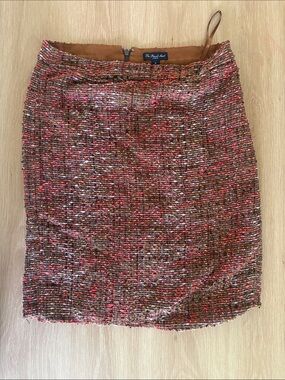 J. Crew Brown Tweed Pencil Skirt with Pink and Cream Flecks